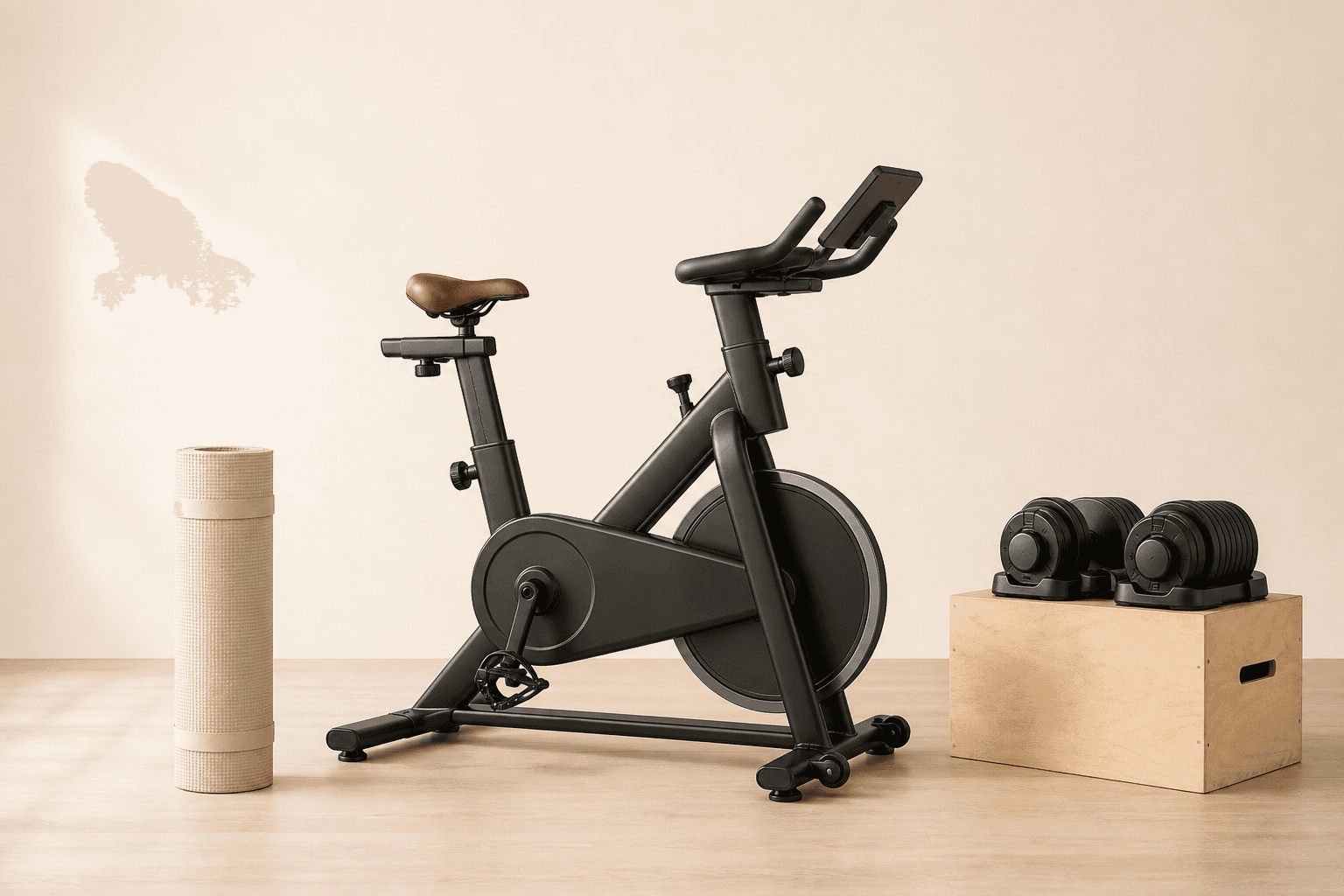 Home gym starter bundle: bike, weights, mat
