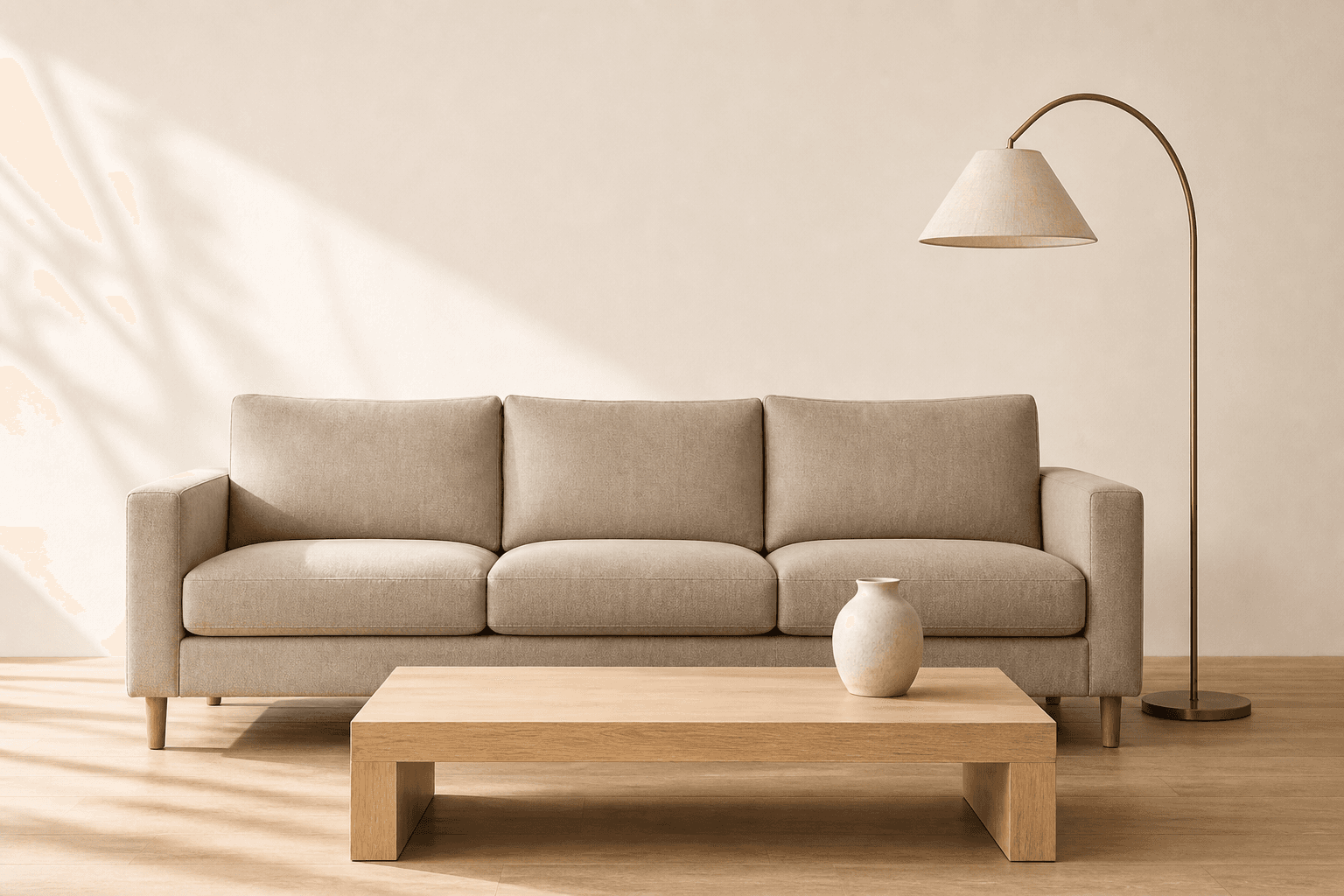 UnBuy curated living room: sofa, dining table, coffee table