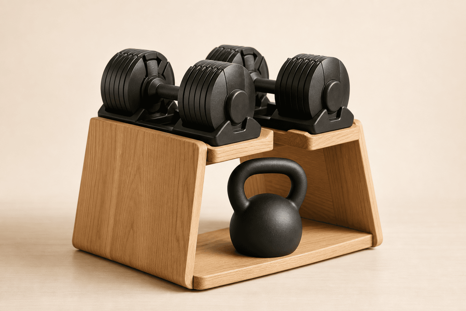 Adjustable dumbbells and rack