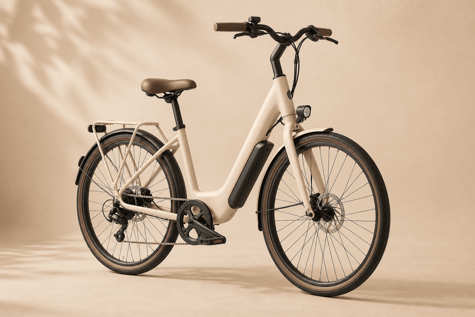Electric city bike on a cream background